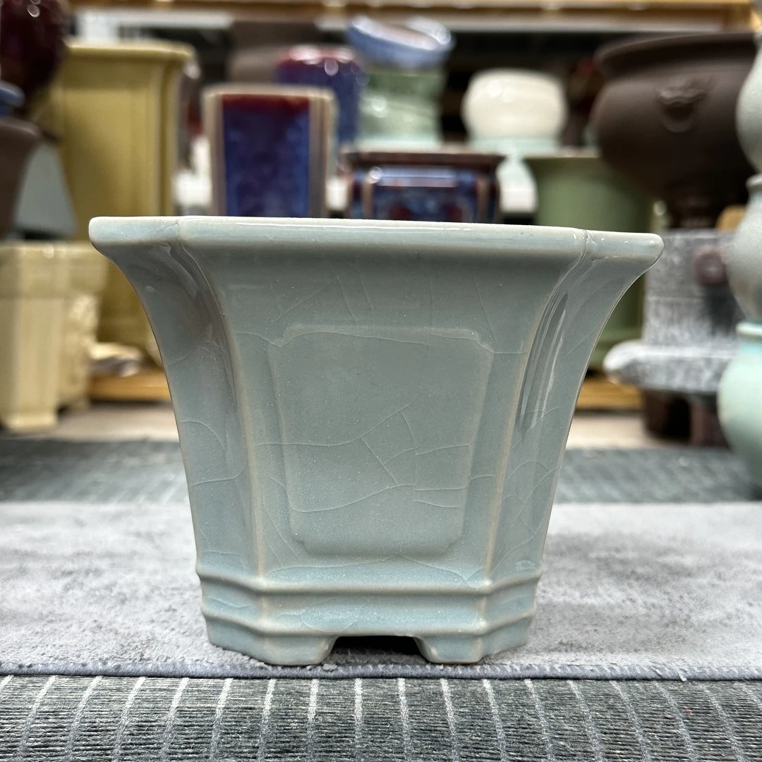 【直播浮力603】口12高10cm冰裂粗陶四方造景花盆