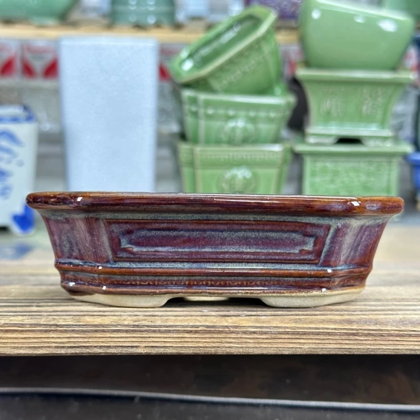 【直播浮力803】13*10*4cm窑变飘窗云足长方绿植盆景掌中宝花盆