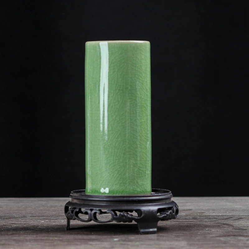 【直播浮力573】6*14cm圆形悬崖冰裂钧瓷小签筒飘枝造景花盆