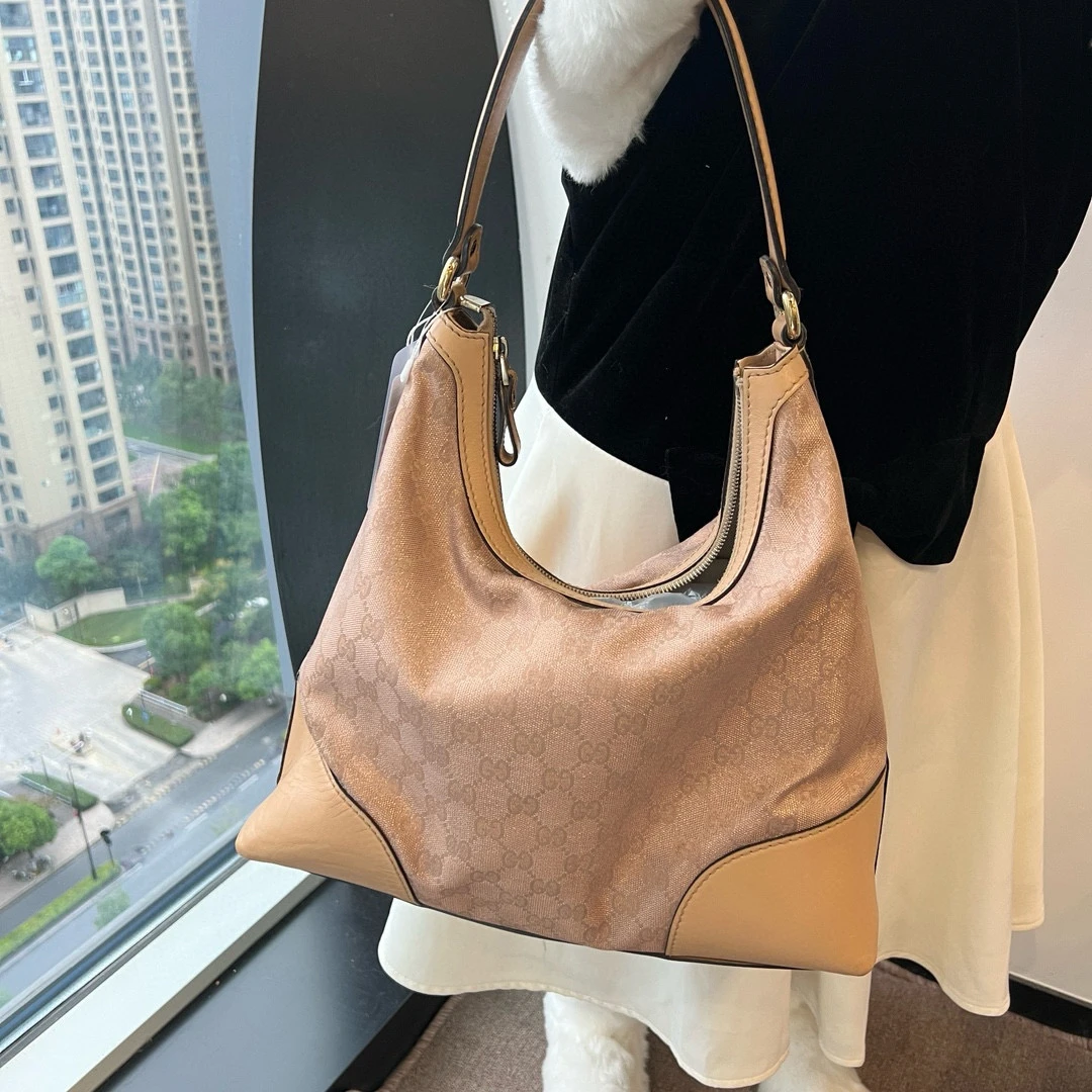 95新 GUCCI/古驰 gucci粉色爱心logo老花单肩包
