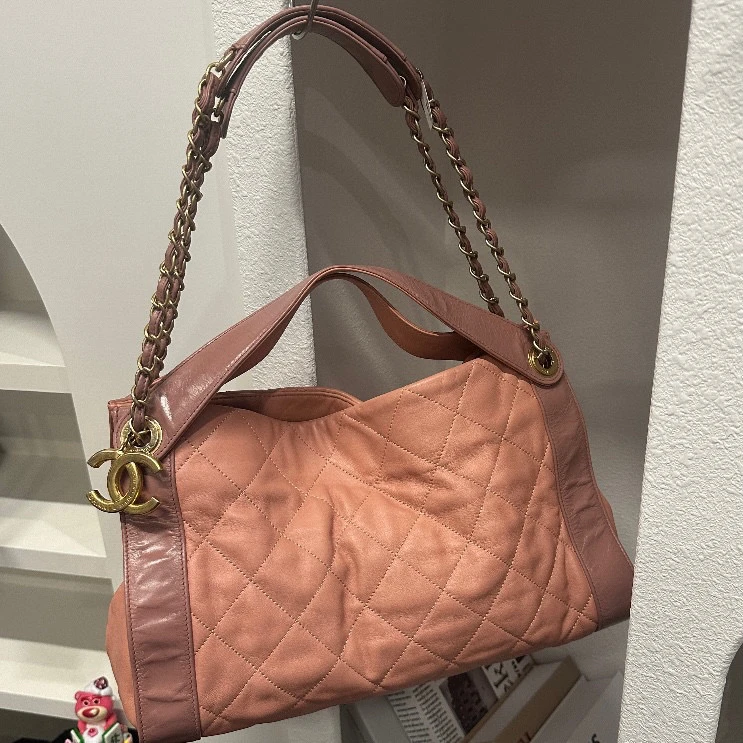 95新 Chanel/香奈儿 chanel奶橘拼色hobo单肩包