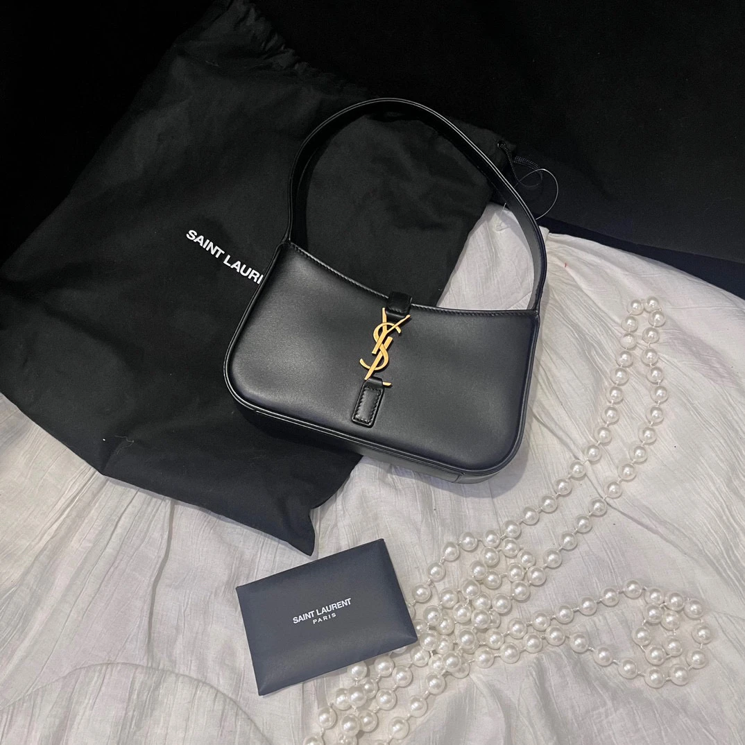 95新 YSL/圣罗兰 ysl 黑金hobo腋下包手拿包