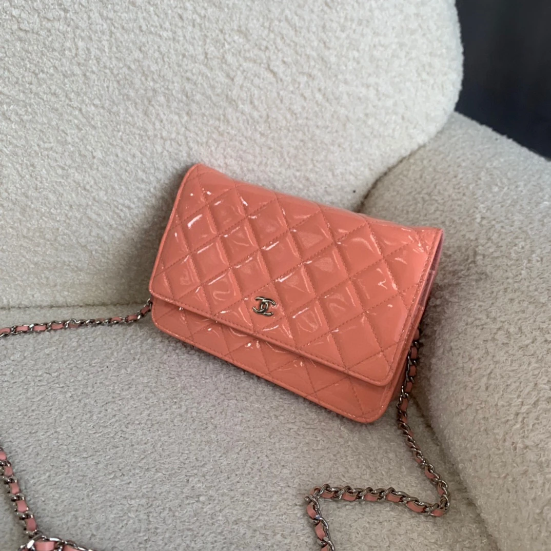 95新 Chanel/香奈儿 chanel橘粉woc链条包