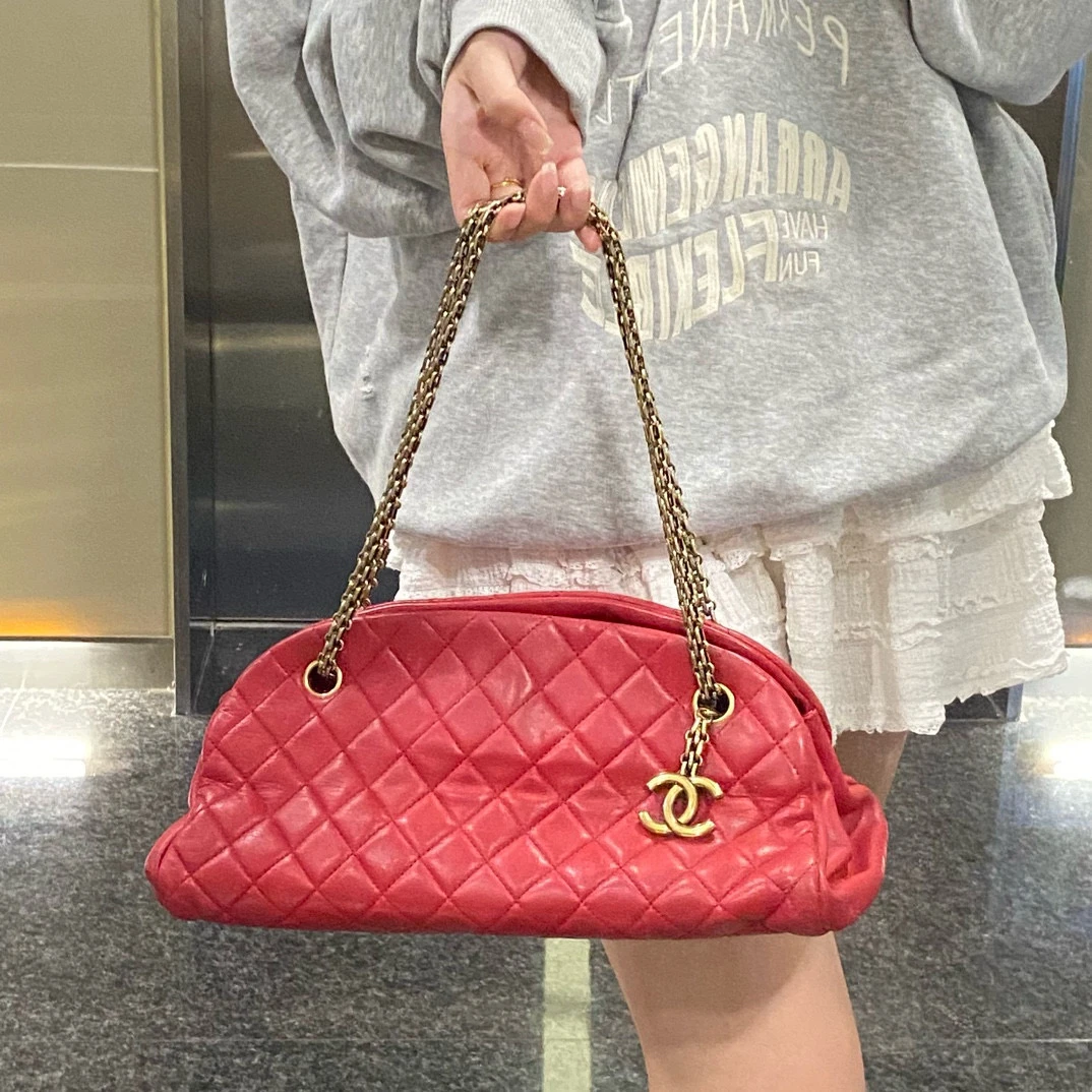 95新 Chanel/香奈儿 chanel红色保龄球手提包