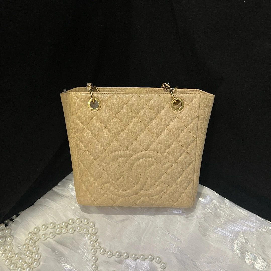 95新 Chanel/香奈儿 chanel 奶茶色pst单肩包