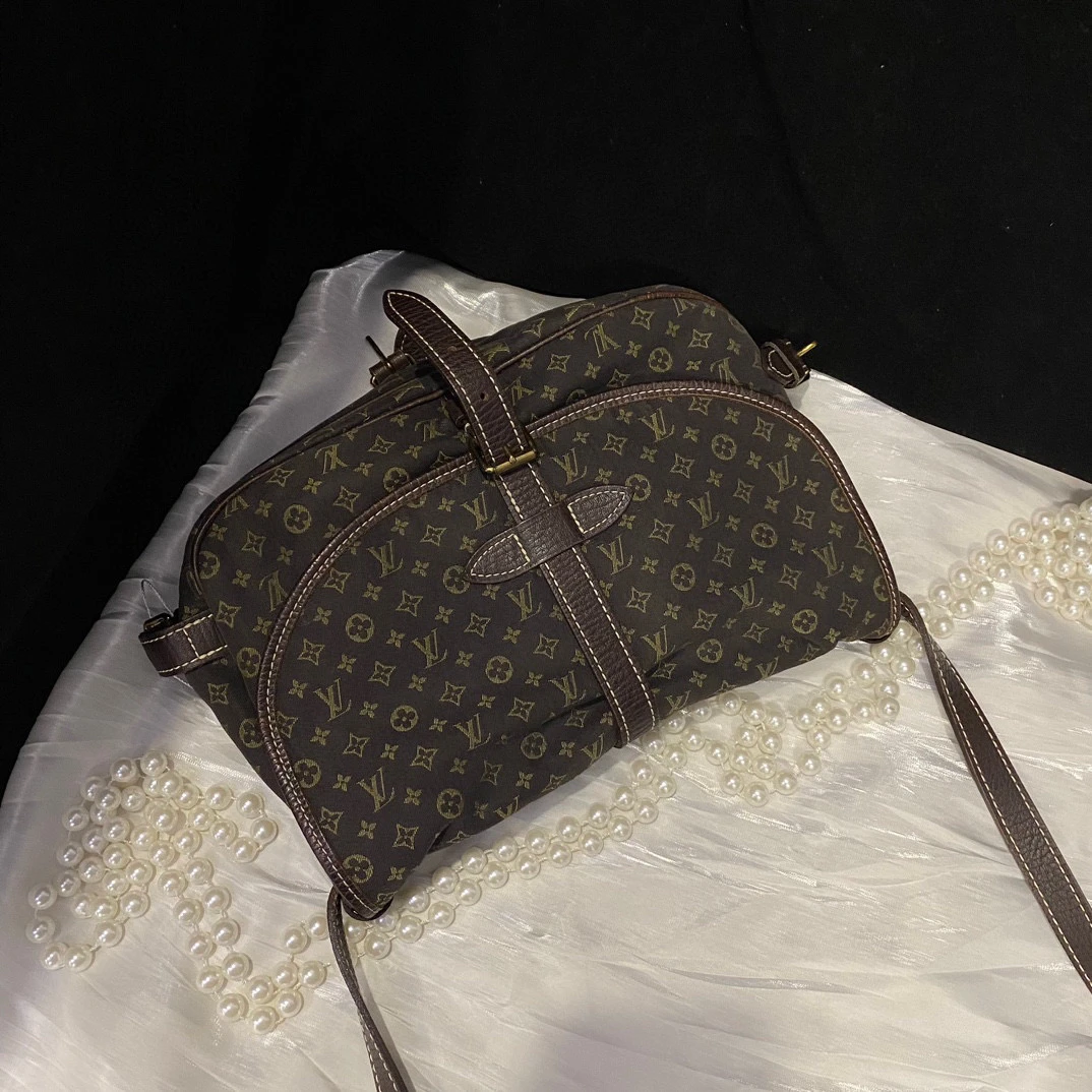 95新 LouisVuitton/路易威登 lv咖色老花丹宁双子星斜挎包