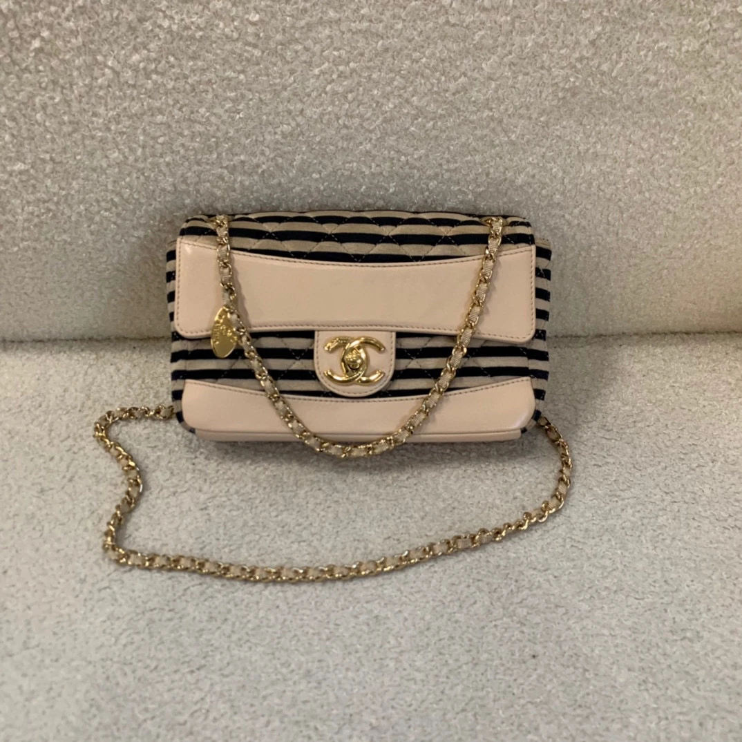 95新 Chanel/香奈儿 chanel奶茶拼皮链条包