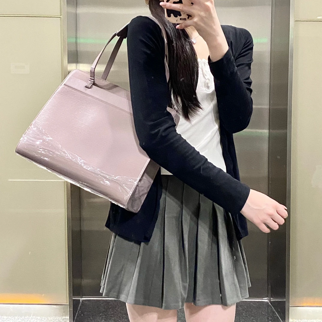 95新 LouisVuitton/路易威登 lv香芋紫水波纹托特单肩包