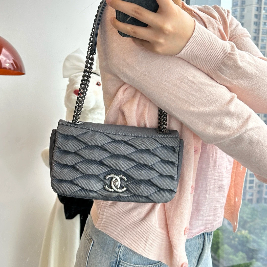 95新 Chanel/香奈儿 chanel 香奈儿牛仔丹宁cf链条包