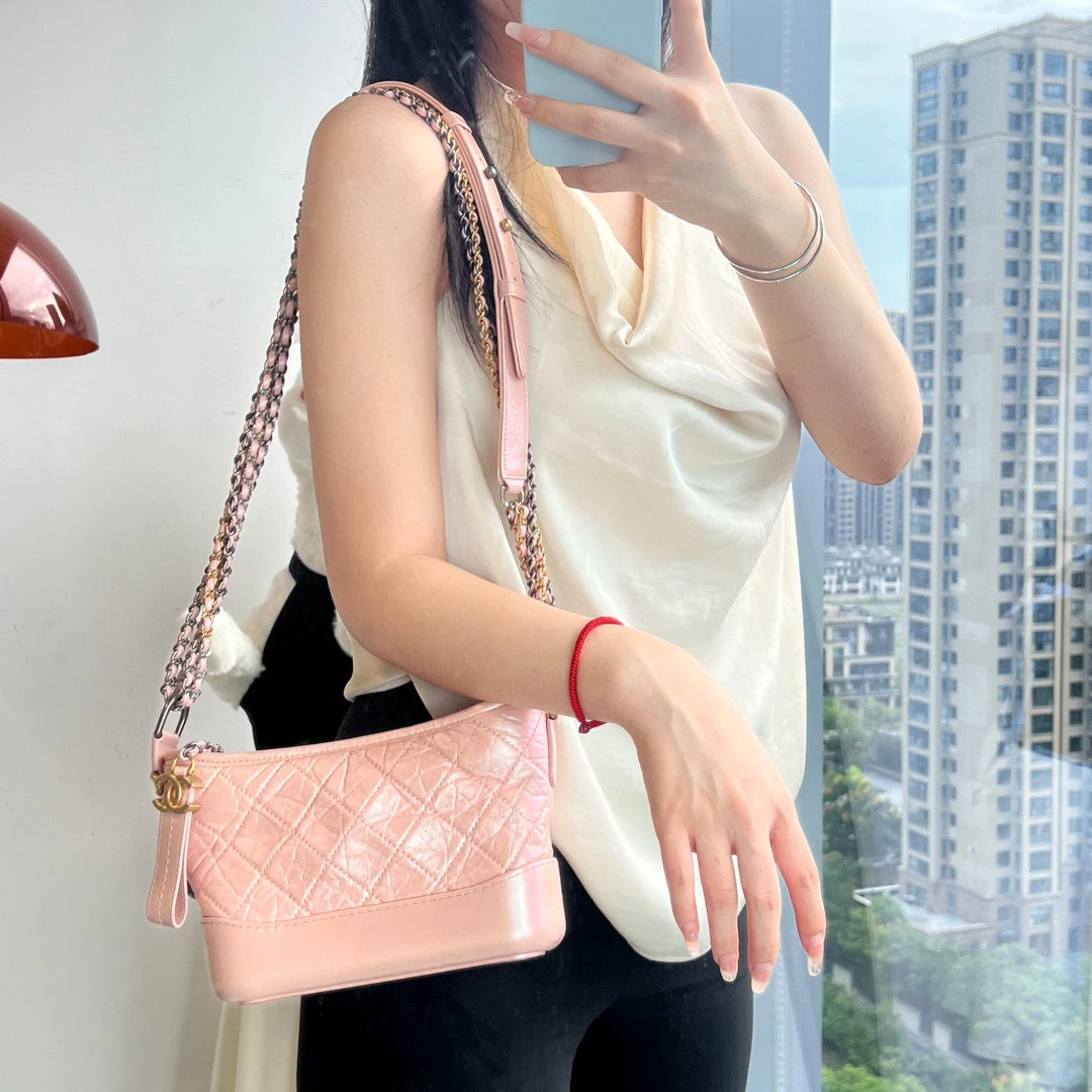 95新 Chanel/香奈儿 chanel珠光粉流浪包