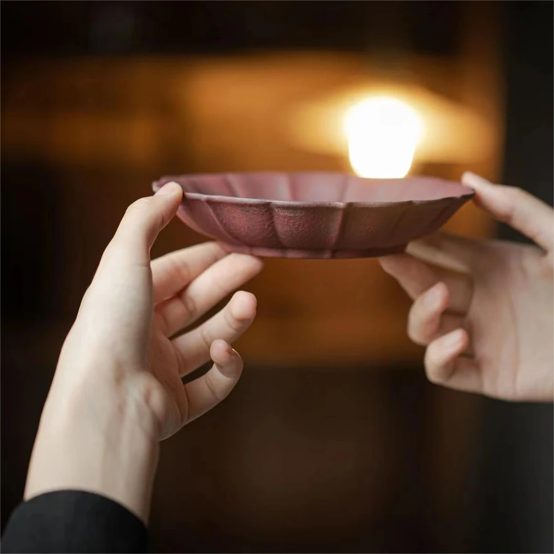 【有福器-赭石红 莲花壶承】老岩泥茶具复古粗陶创意