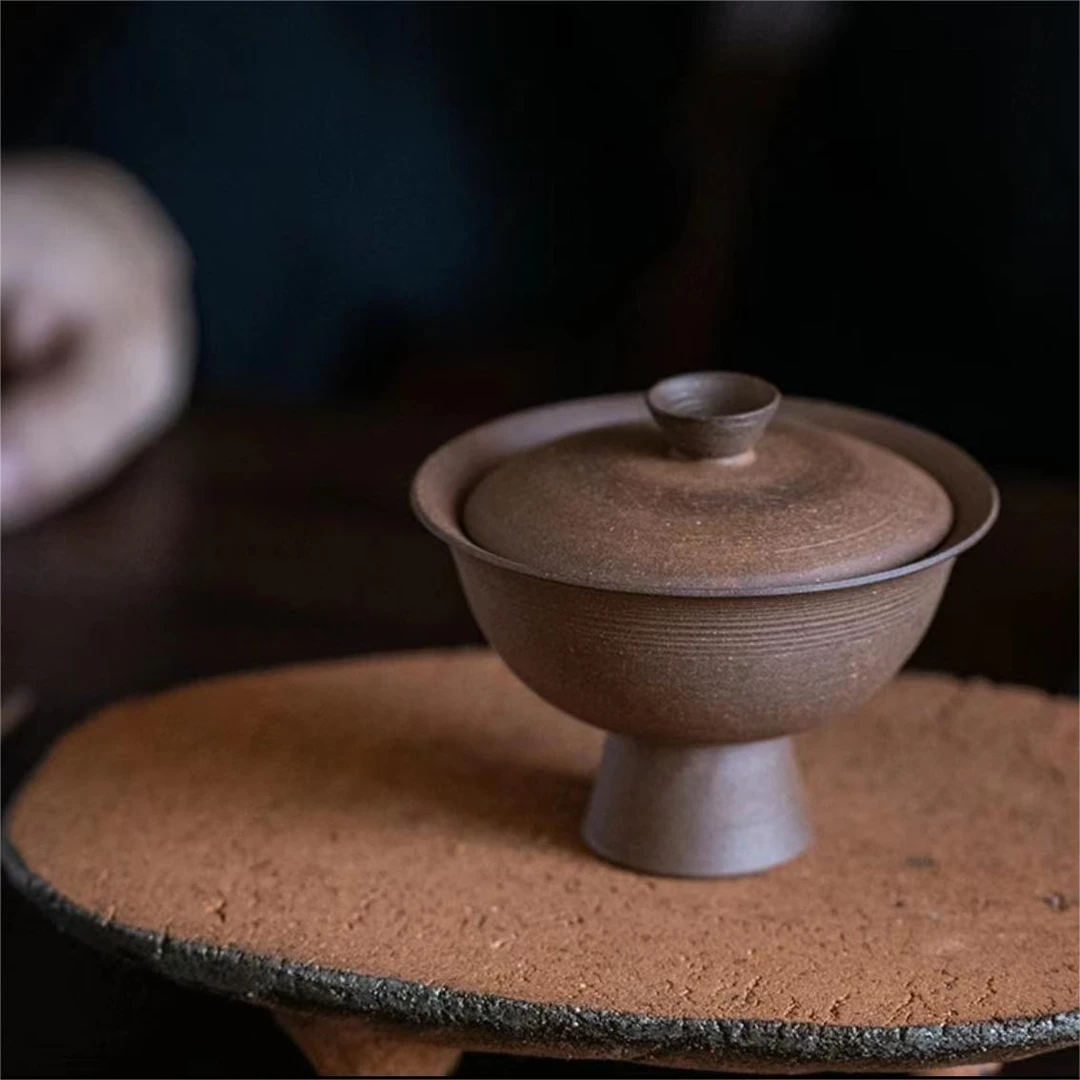 【有福器-盖碗通用链接】 老岩泥茶具复古粗陶创意