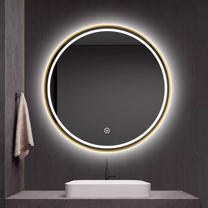 LED浴室灯镜简约客厅卫生间圆镜 带灯圆形家用浴室镜智能镜化妆台