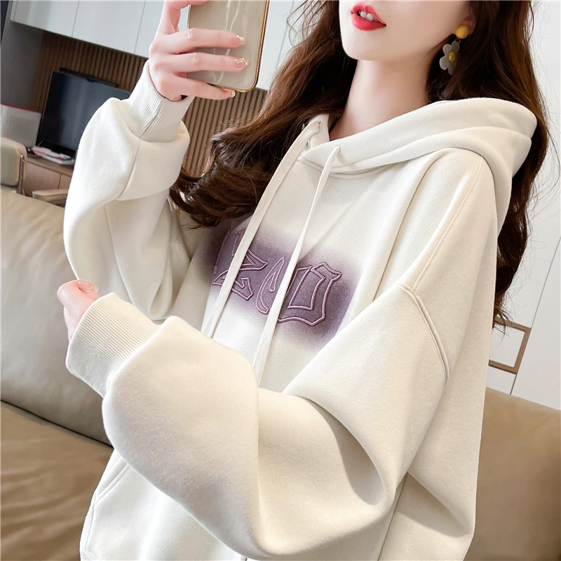 卫衣女装春秋连帽新款韩版薄款2024宽松上衣设计慵懒ins外套加绒