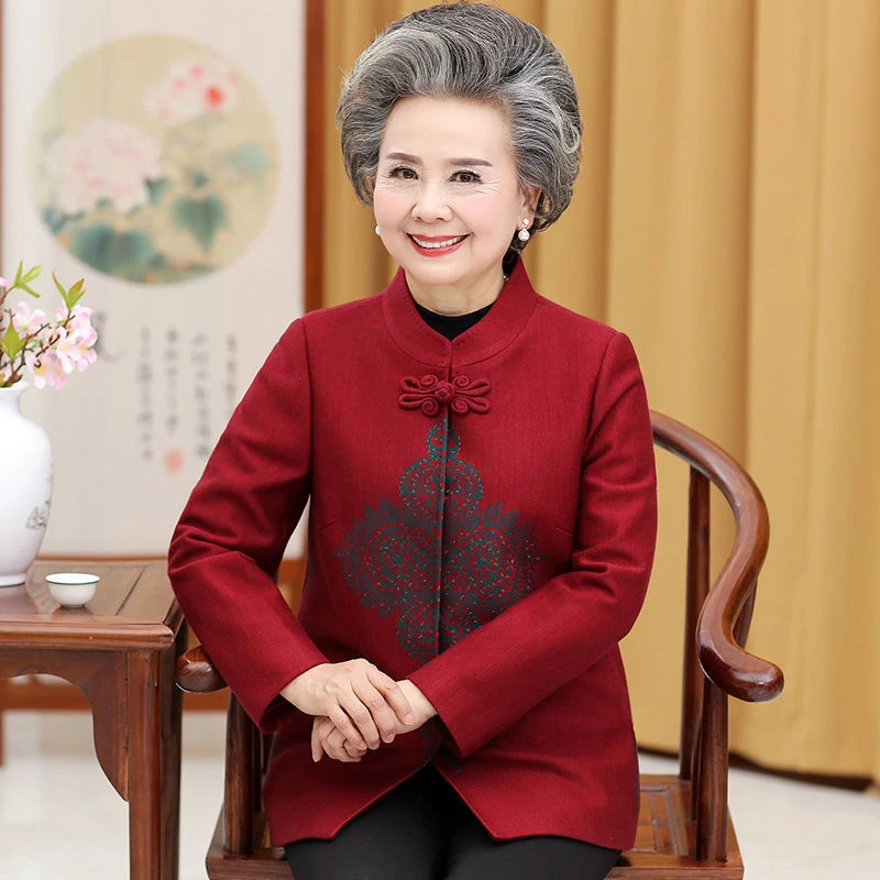奶奶生日唐装婚礼妈妈礼服喜婆婆婚宴装80大寿衣服老年人秋女外套