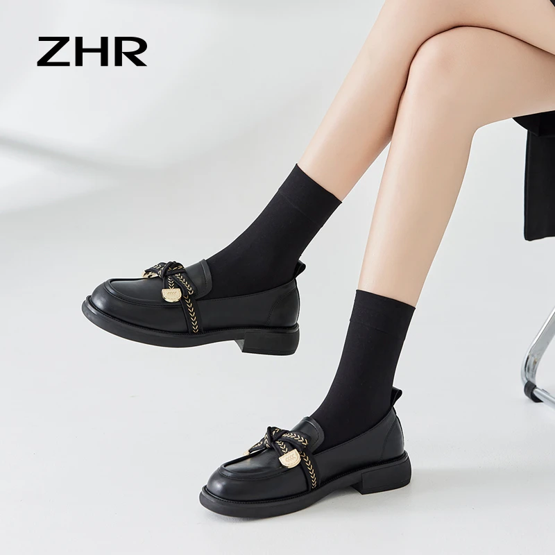 ZHR则则麦穗蝴蝶结乐福鞋夏季新款单鞋小皮鞋时尚百搭洋气休闲鞋