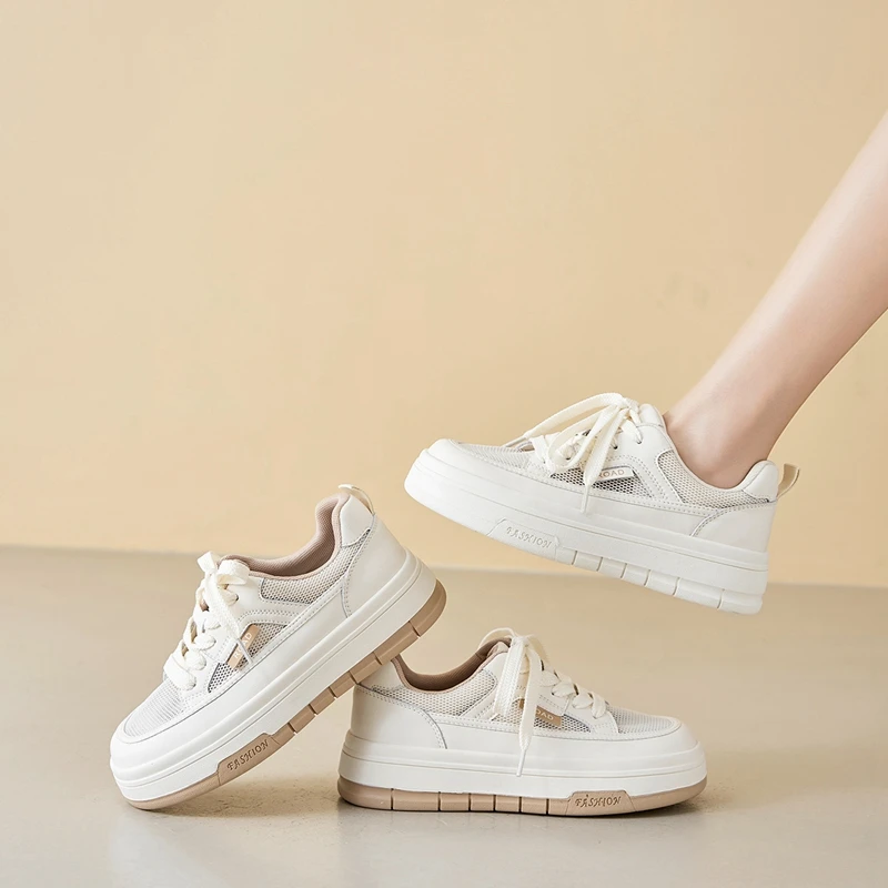 ZHR透气小白鞋夏季时尚韩版休闲女鞋运动百搭增高小众网面板鞋女