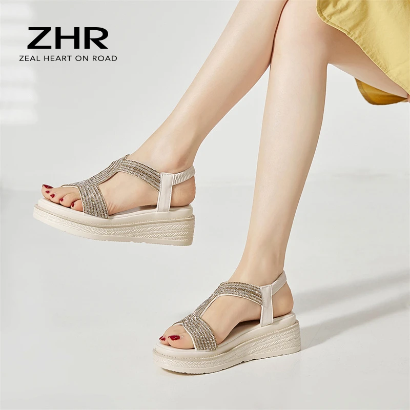 ZHR凉鞋夏季新款女鞋厚底软底时装凉鞋仙女风气质外穿拖鞋M369