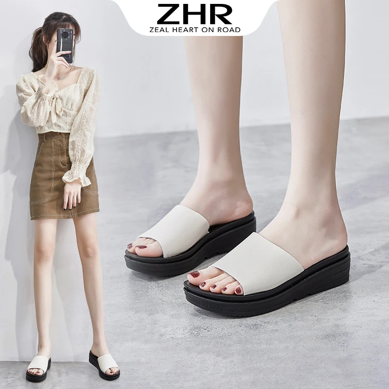 ZHR夏日摆烂拖鞋女百搭外穿2024夏日懒人凉拖时尚软底一字拖女鞋