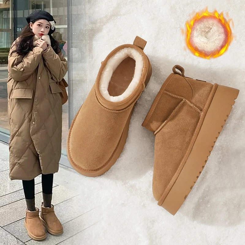 ZHR简约简约长毛绒雪地靴女靴2024秋冬季新款保暖厚底女靴网红靴