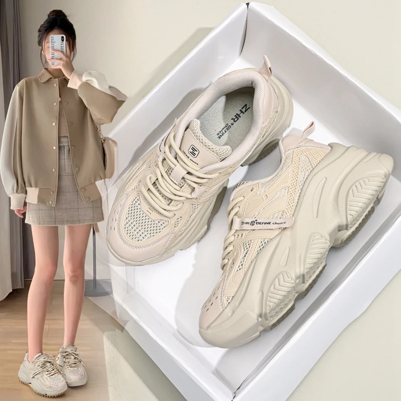 ZHR则则潮流老爹鞋女2024春秋新款厚底百搭运动休闲鞋通勤小白鞋