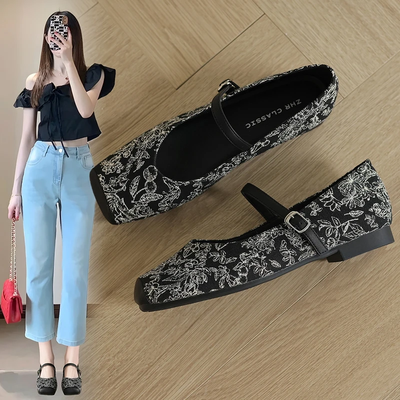 ZHR则则时尚新中式复古国风浅口玛丽珍单鞋2024新款百搭气质女鞋