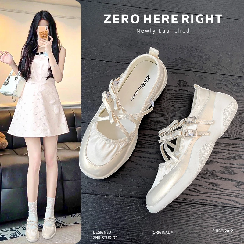 ZHR则则厚底玛丽珍女鞋2024夏秋新款单鞋平底芭蕾舞鞋软底休闲鞋