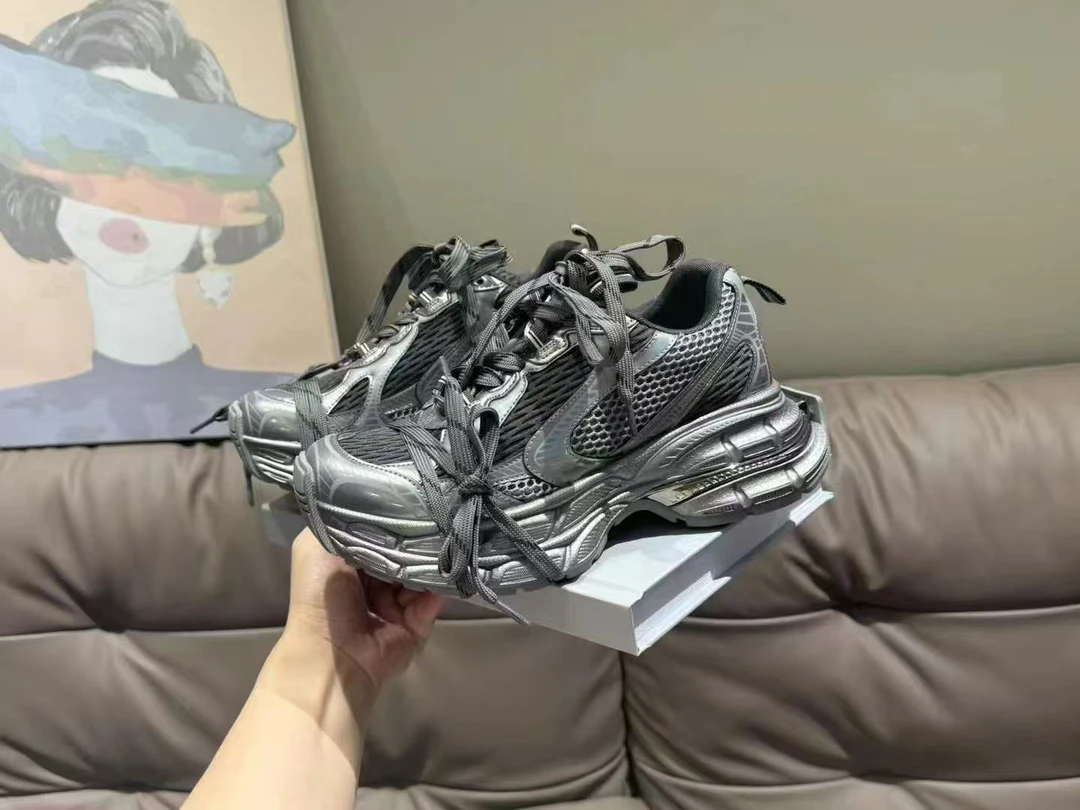 复古真皮松糕老爹鞋夏季网面透气百搭运动鞋