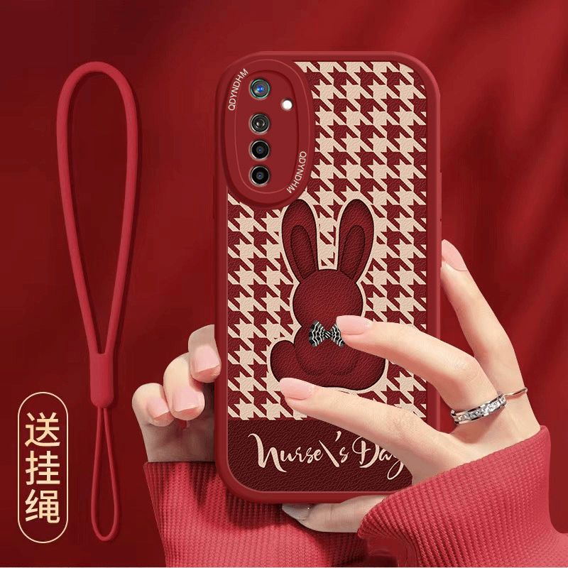 千鸟格兔子oppok5手机壳全包小羊皮新年款龙年网红个性潮防摔软壳