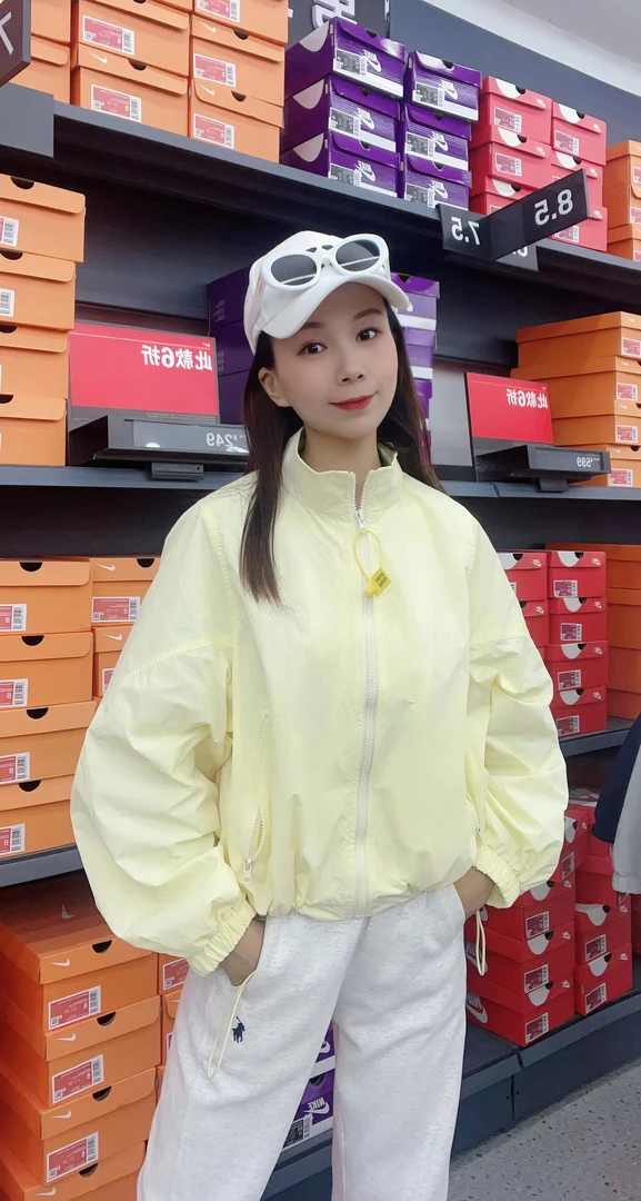 字母刺绣抽绳薄款防晒衣外套女2024春夏立领宽松显瘦休闲开衫上衣