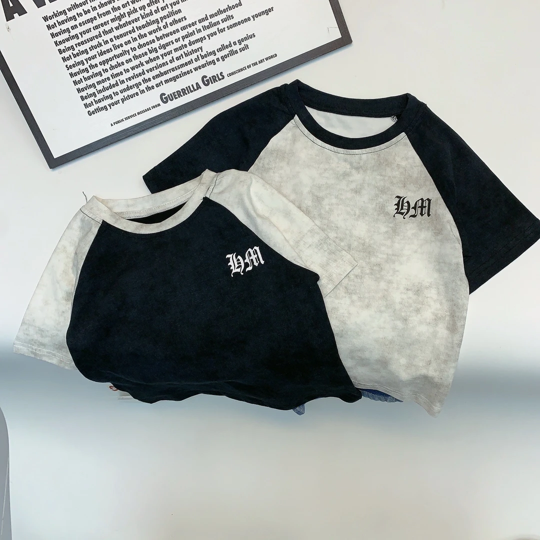 8804-男童夏装短袖纯棉2025新款儿童夏季潮牌炸街半袖上衣中大童