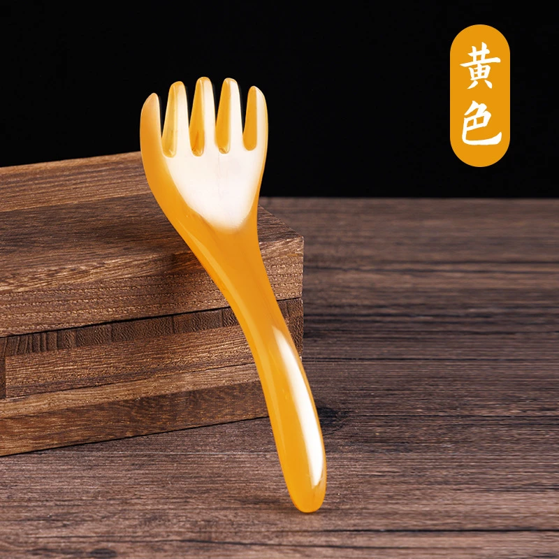 五爪头部按头摩梳头皮长臂树脂梳（无手法赠送）黄色家用