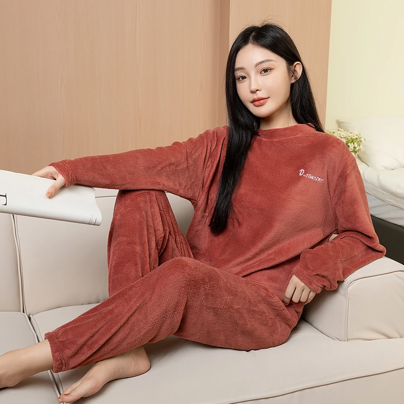 【冬季加厚款】珊瑚绒睡衣女情侣学生新法兰绒仙女暖暖裤家居服套装
