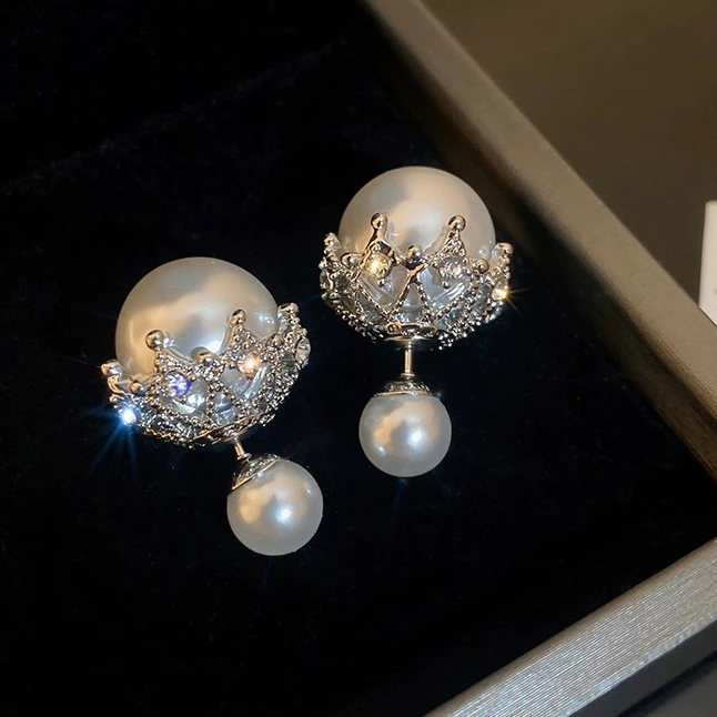 非金属仿珍珠耳饰 高档精致防珍珠925银针耳钉百搭