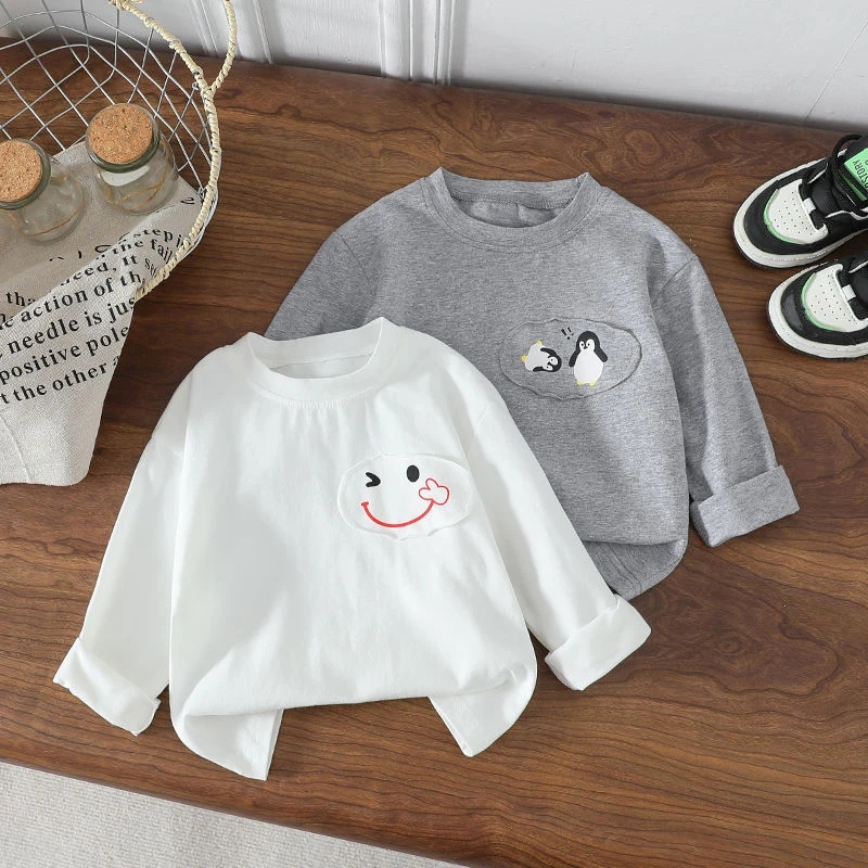女童长袖T恤宝宝打底上衣春秋2025薄款儿童小童新款超萌简约百搭