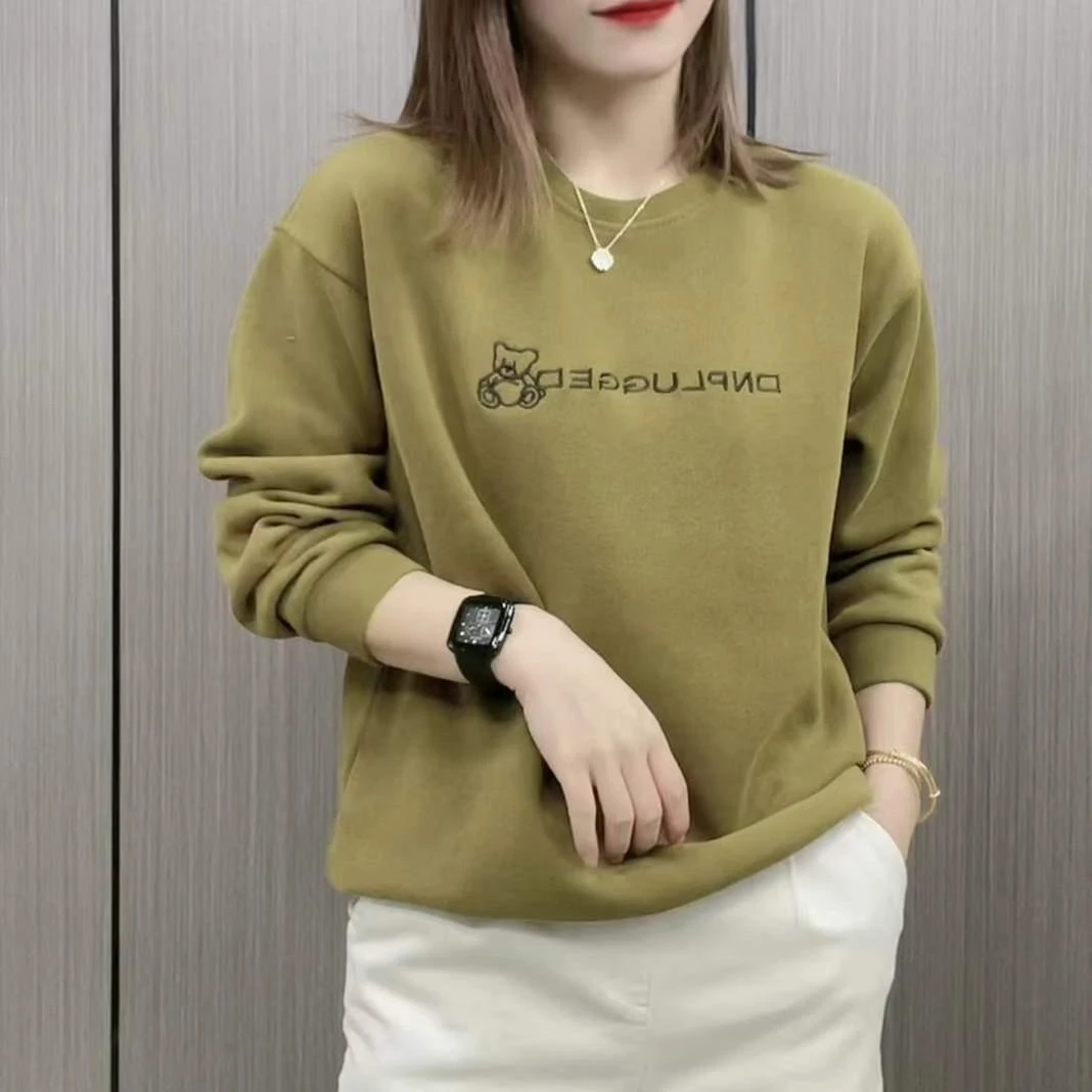 2022新款洋气卫衣时尚休闲显瘦百搭秋冬装上衣小熊女士宽松打底衫