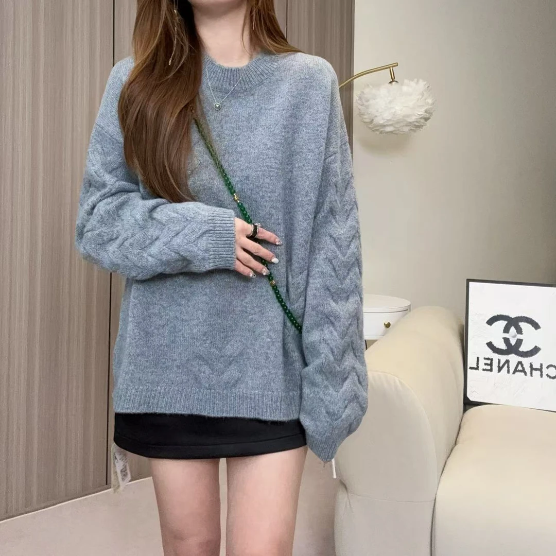 【百分百山羊绒】241651秋冬款净版纯色圆领羊绒衫随性时尚百搭款