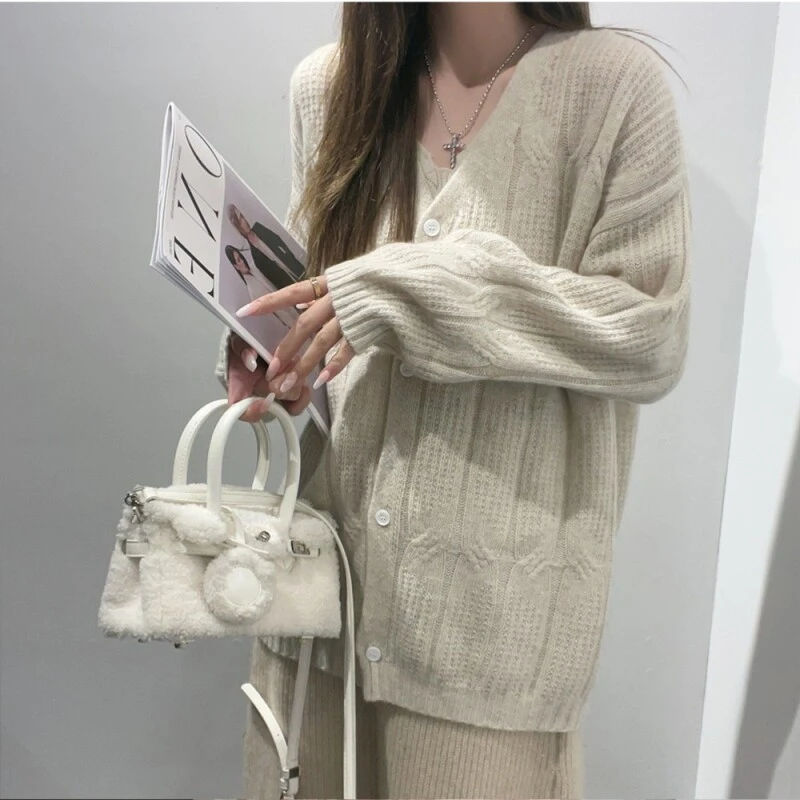 【杰娜洋春季新款】230612轻奢重工针织竖条麻花羊绒开衫