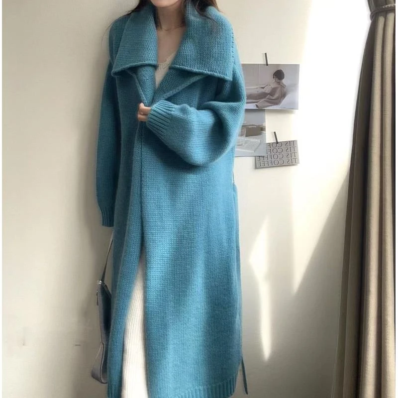 【万元级别的羊绒大衣】240154-100羊绒设计高级感气质翻领针织大衣