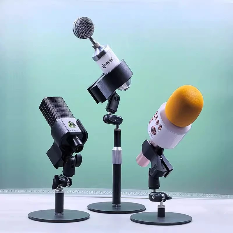 桌面金属底座麦克风支架矮款电容麦加大号夹直播唱歌话筒支撑架子