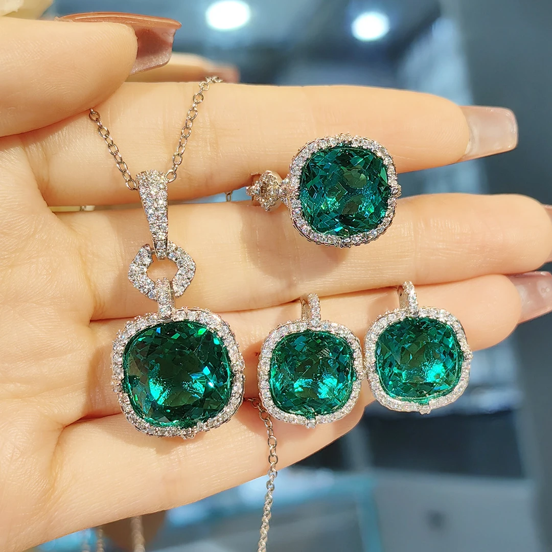 铜合金合成锆石吊坠 Tc.4002爆款帕拉伊吊坠15克拉肥方彩宝耳钉芬