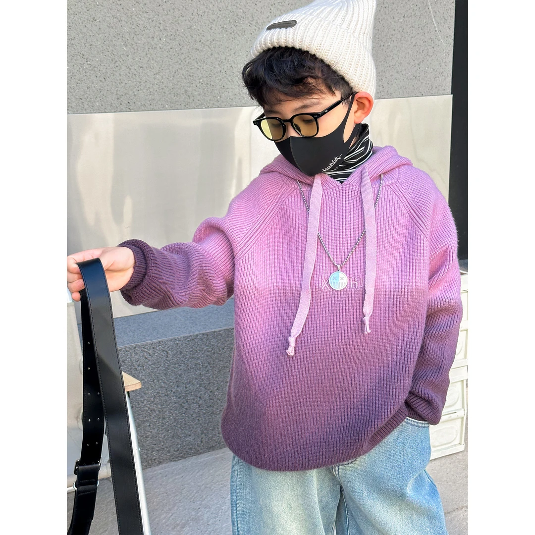 蛋蛋家【福利款】秋冬新款儿童57102紫色渐变毛衣