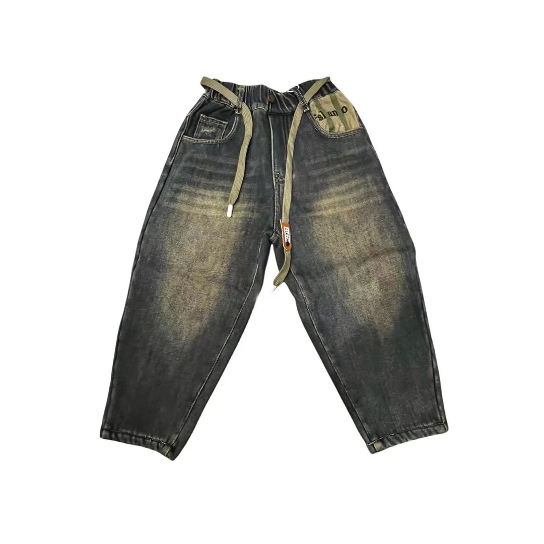 蛋蛋家【福利款】蓝色织带口袋裤8823