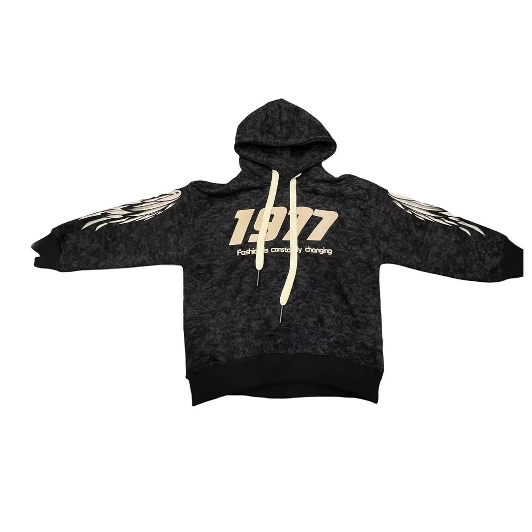 蛋蛋家【福利款】黑色数字印花连帽卫衣3510