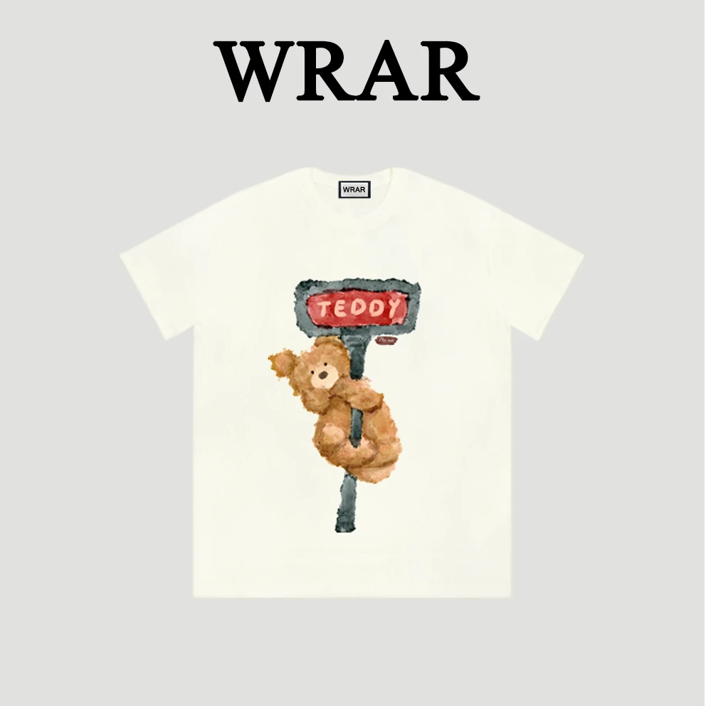 【郭一一专属】小熊泰迪新品动物系列透气宽松T恤圆领慵懒风可爱