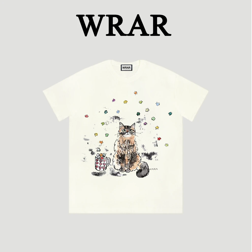 【郭一一专属】花朵猫猫  新品动物系列透气宽松T恤春夏印花