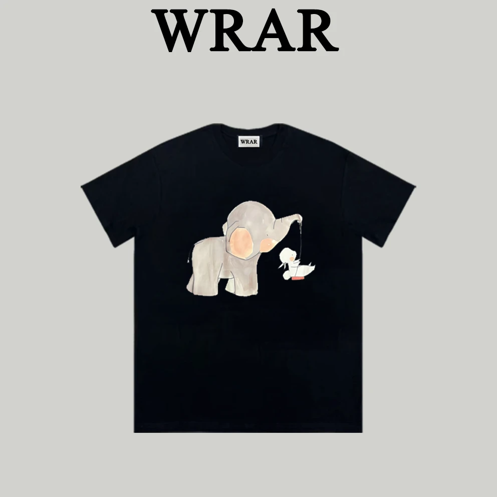 【小象秋千】新品透气宽松T恤休闲圆领设计师印花黑色1