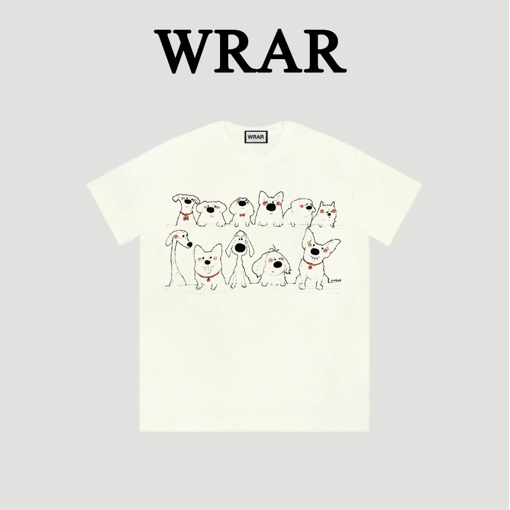 【两排狗狗】新品潮流圆领透气宽松T恤情侣半袖动漫印花1