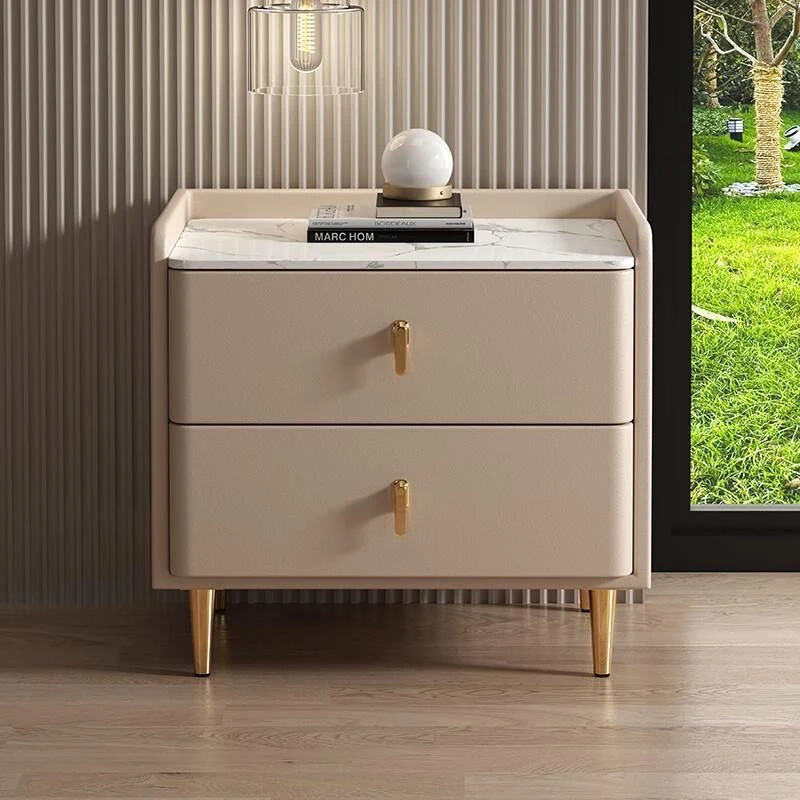 岩板床头柜卧室家用现代轻奢床头收纳柜子床边柜小型多功能储物柜