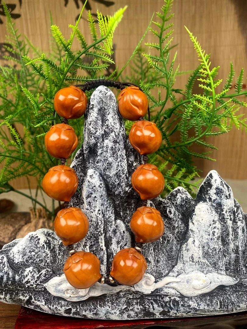 核雕，寿桃橄榄核雕手串2